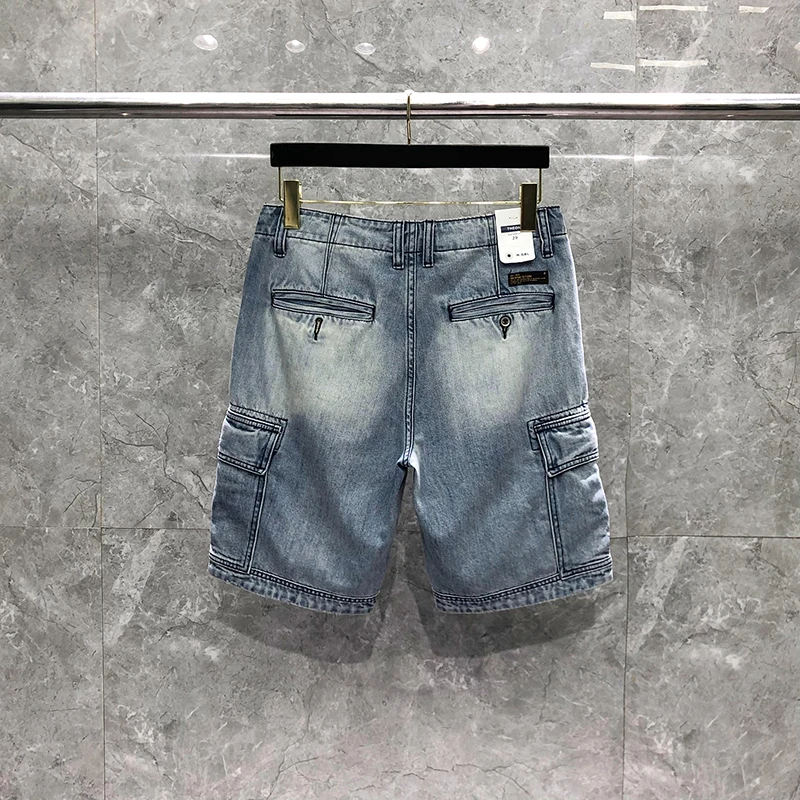 Denims Shorts Men's Summer Multi-Pocket Tooling Loose Outdoor Denims Mid-Pants Fashion Casual Streetwear Sports Jeans