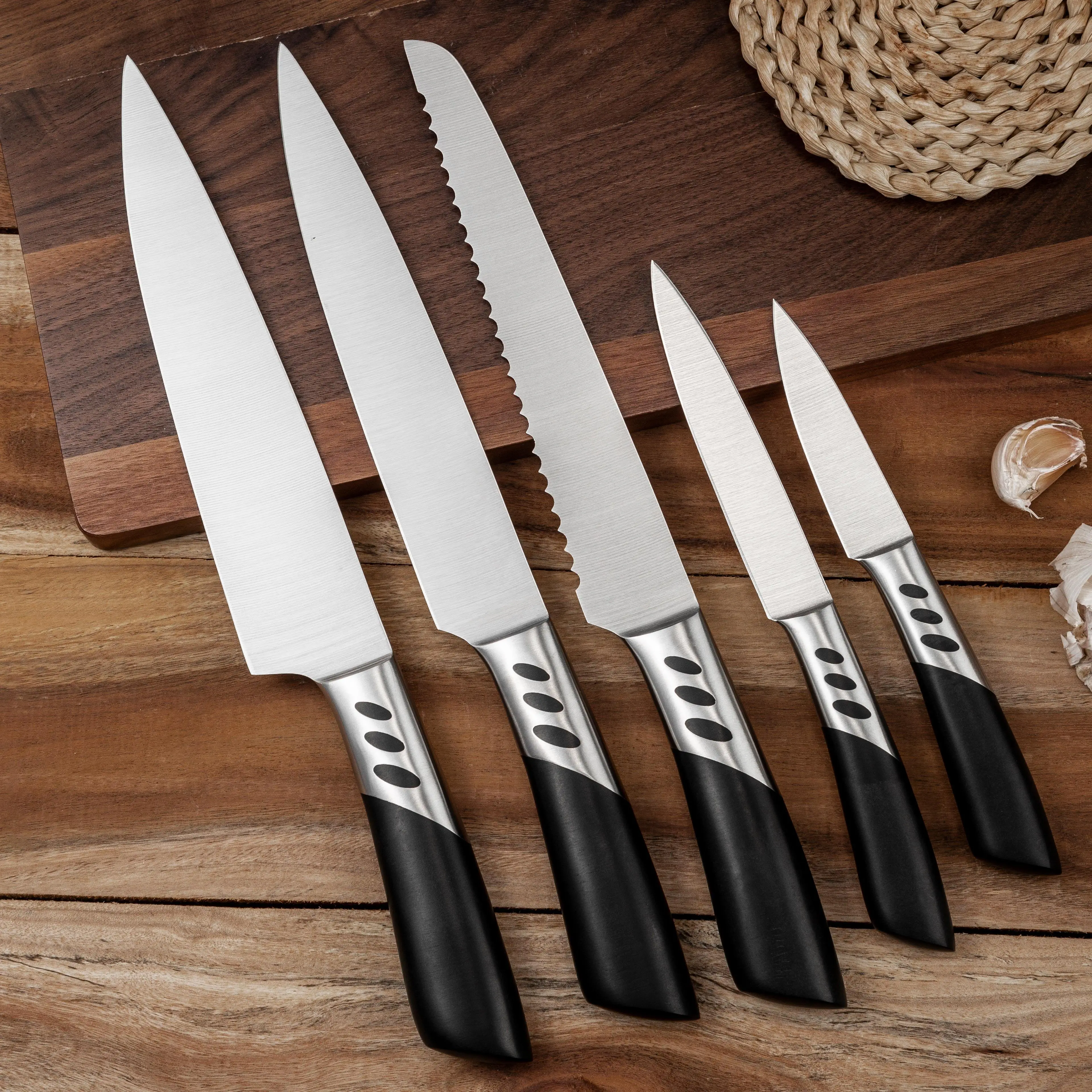 

Chef's Knives 5 PCS Set Utility Slicing Paring Kitchen Knife 8" 6" 3.5" Stainless Steel Vegetable Cutting Knife Tools