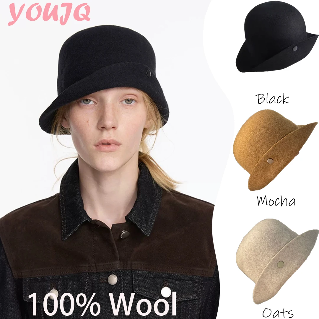 vintage-hepburn-style-wool-dome-hepburn-style-bucket-hats-for-women-curved-brim-newsboy-cap-ladies-travel-headwear-fedoras-hat