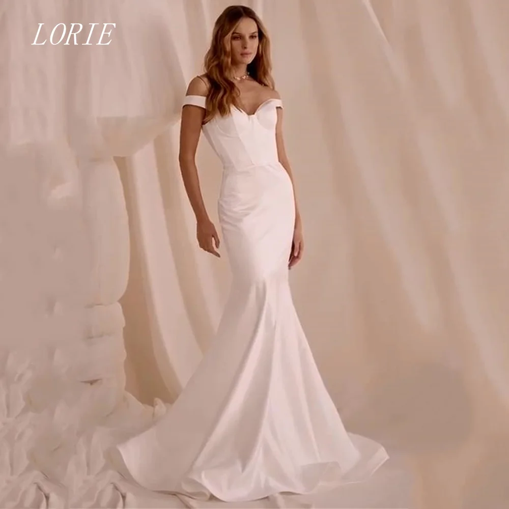 

LORIE Luxury Mermaid Wedding Dress Noval Off The Shoulder Bridal Dresses Simple Sleeveless Pleat Wedding Gown Customized 2026