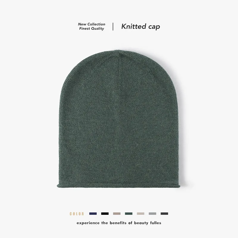 

Rabbit Hair men's women's Knit Pile Hat Autumn Winter Warm Brimless Big Head Outdoor Ear Protection Versatile Wool Hat 4m866