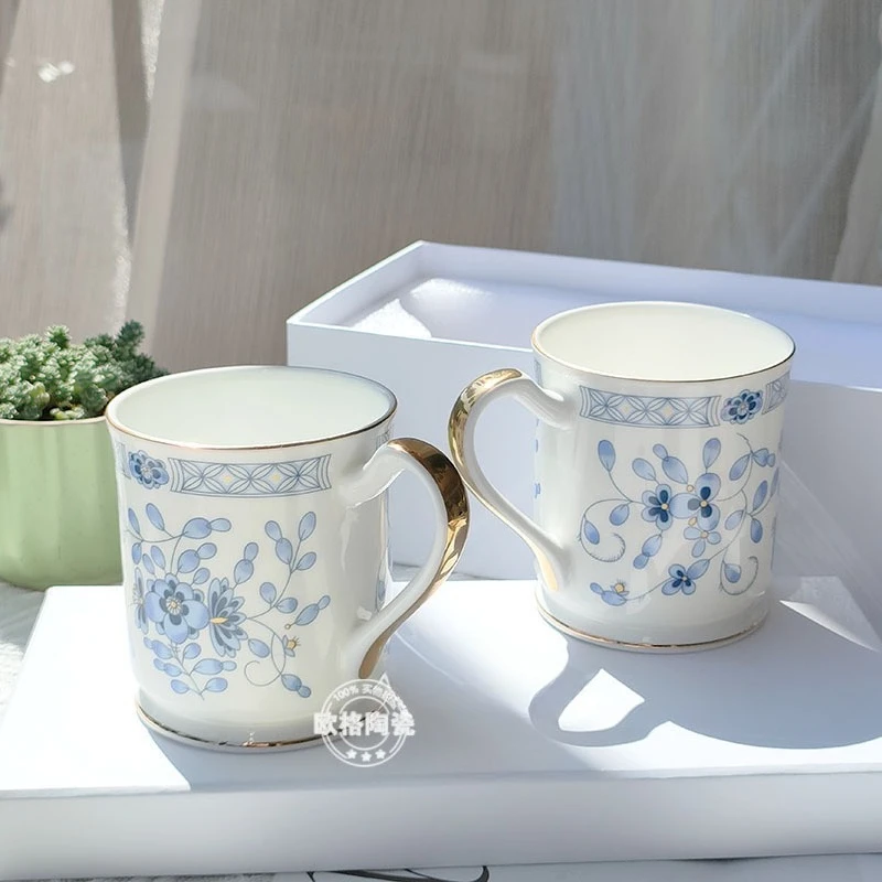 

Retro Design Porcelain Cup Pair for Couples and Best Friends Home Office Coffee Mug Gift Set