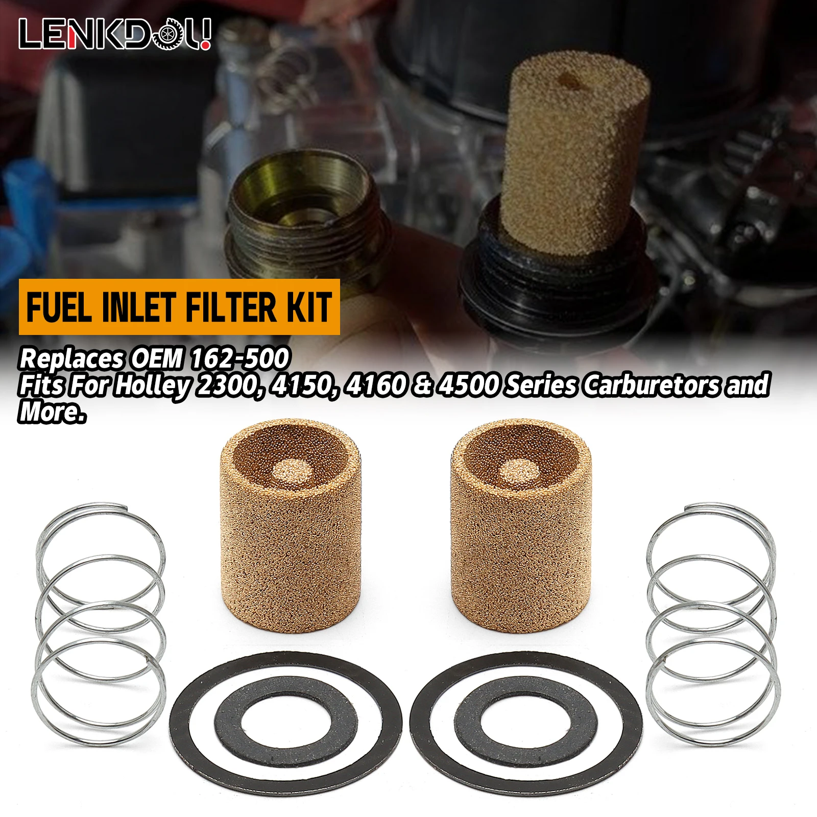 Carburetor Fuel Inlet Brass Bronze Filter Kit Springs & Seals Replaces OEM 162-500 For Holley 2300 4150 4160 & 4500 Series