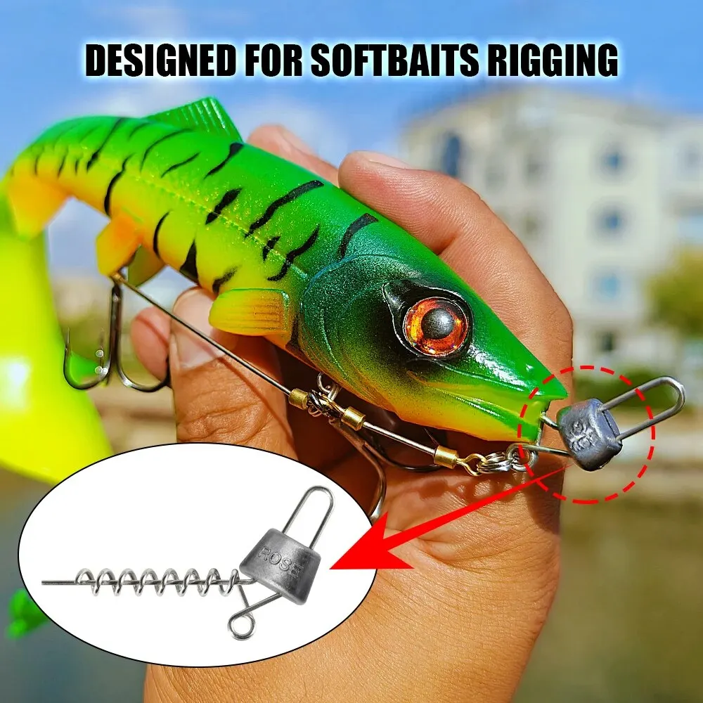 Spinpoler Multi Depth Shallow Screw Pike None Rotation System 5g 10g 15g 20g Lead Softbait Curltail Rig Fishing Gear Accessories view 5