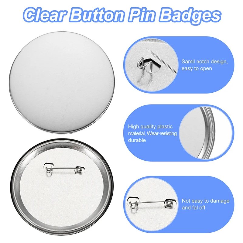 Imagem -02 - Emblema em Branco Pin Back Button Parts Máquina do Fabricante de Botões Faça Você Mesmo Round Badge Making Supplies 100 Conjuntos 200 Conjuntos 5.8cm 7.5cm