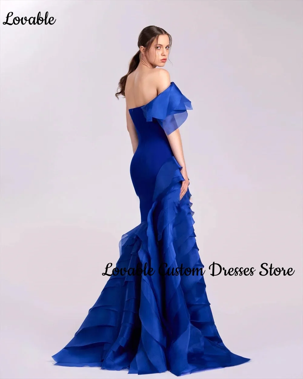 Customized Prom Dresses 2025 Mermaid Off-The-Shoulder Neckline Floor-Length Ruffle Zipper Up Sleeveless Dress Women Elegant