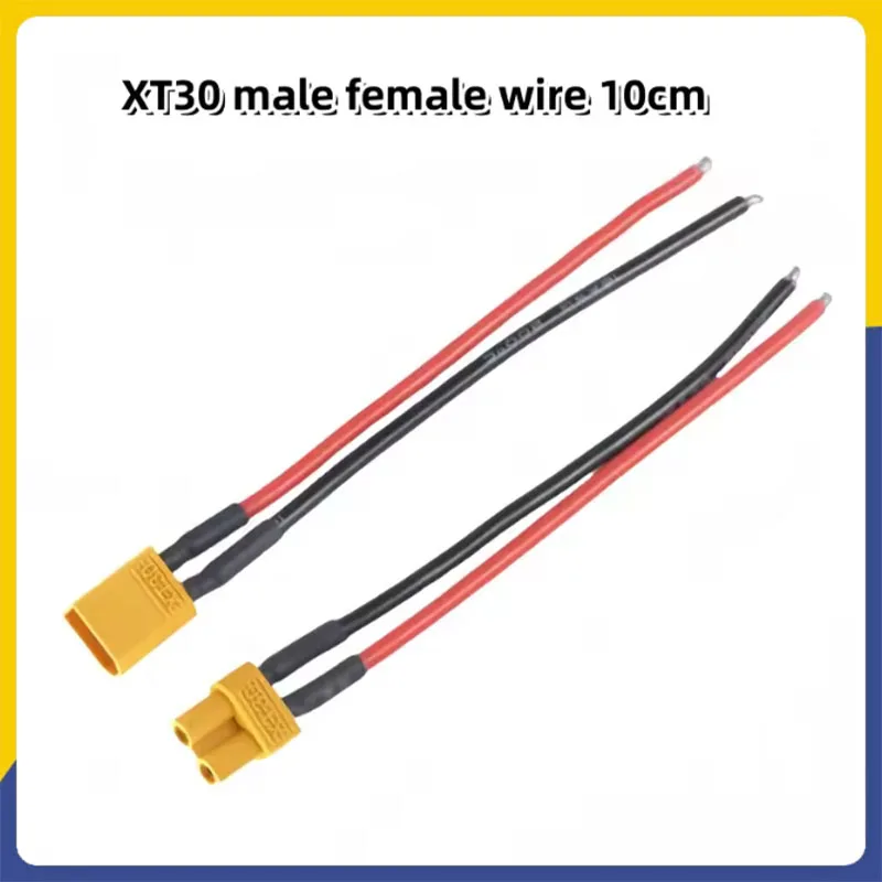 XT30 Pigtail-Stecker, männlicher und weiblicher Stecker mit 100 mm 16 AWG verzinntem Drahtkabel für RC-Lipo-Akku mit festem Flügel, FPV-Drohnenladegerät