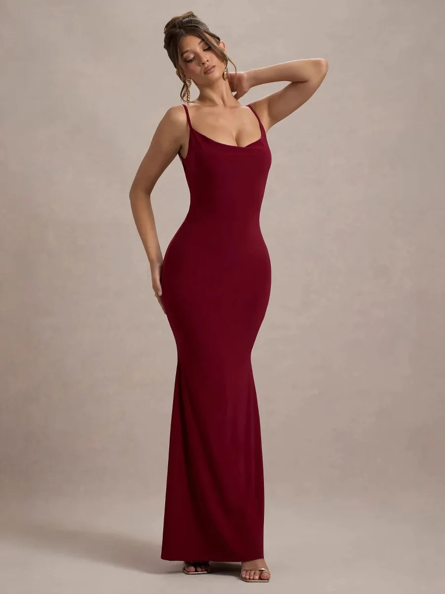 จั๊มสูทกระโปรงทรงหางปลา ดีไซน์เซ็กซี่ สายเดี่ยว โชว์หลัง ทรงเข้ารูป กระชับสะโพก สไตล์ Y2K แฟชั่นฤดูร้อนใหม่ล่าสุด