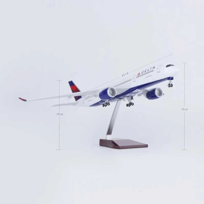 Imagem -06 - Delta Airline Modelo com Luz Led Plano de Resina Diecast Display para Ventiladores Escala 1:142 47cm A350 Landing Gear