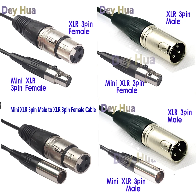 0.3M 0.5M 1M Mini XLR 3pin Male to XLR 3pin Female Cable for Blackmagic Pocket Cinema 4k Camera Audio Line Cable