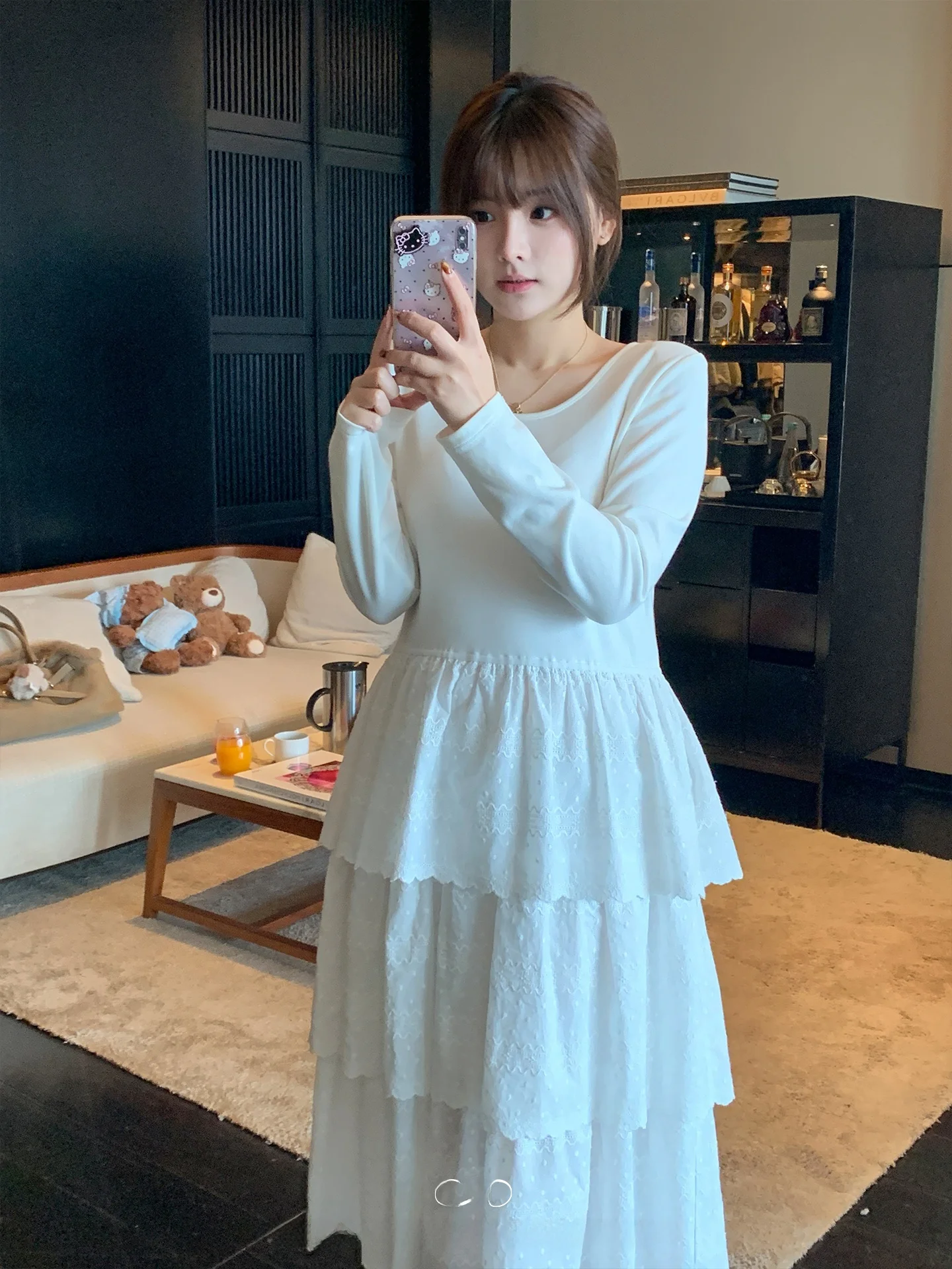 

Massixi Heavy Embroidery Lace Cake Dr plus Size Women's Spring Long Skirt Slimming Waist Cinched Casual Sle Cotton Dr