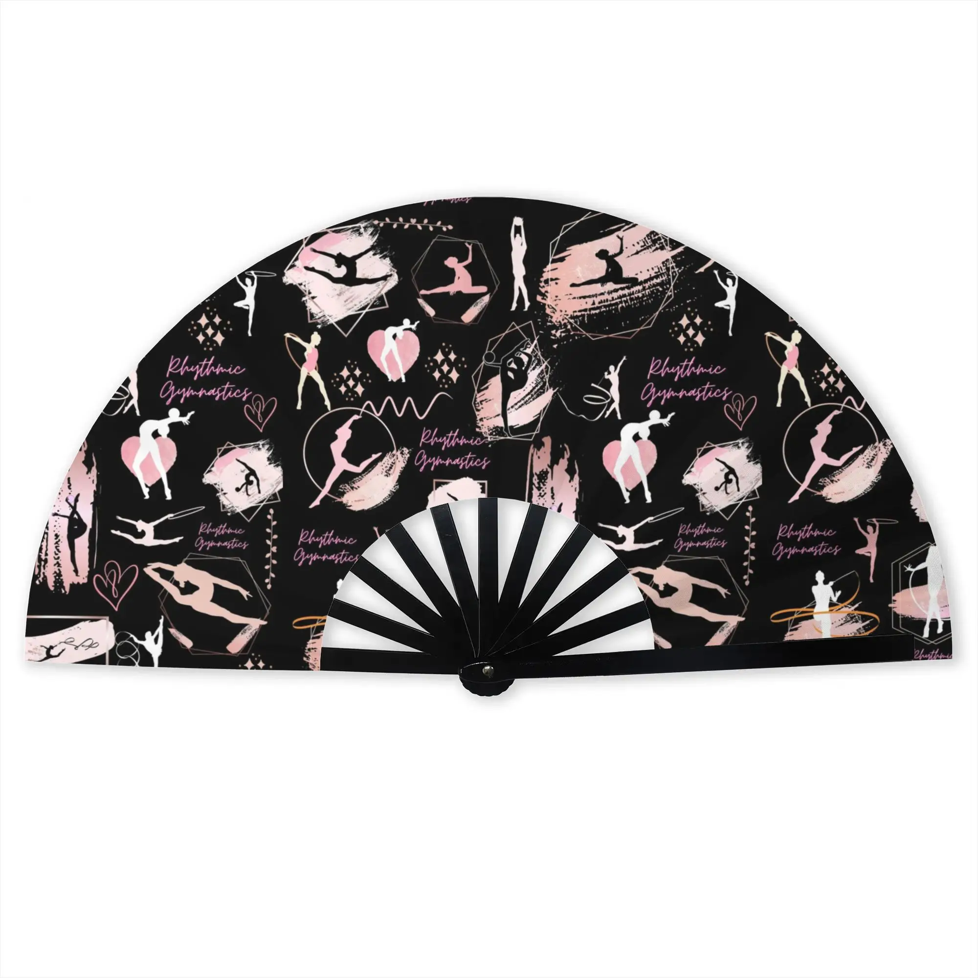 Rhythmic Gymnastics Dance   Stylish Hand Fan Unisex  Printed Polyester Fan Trendy For Sports Events Gift