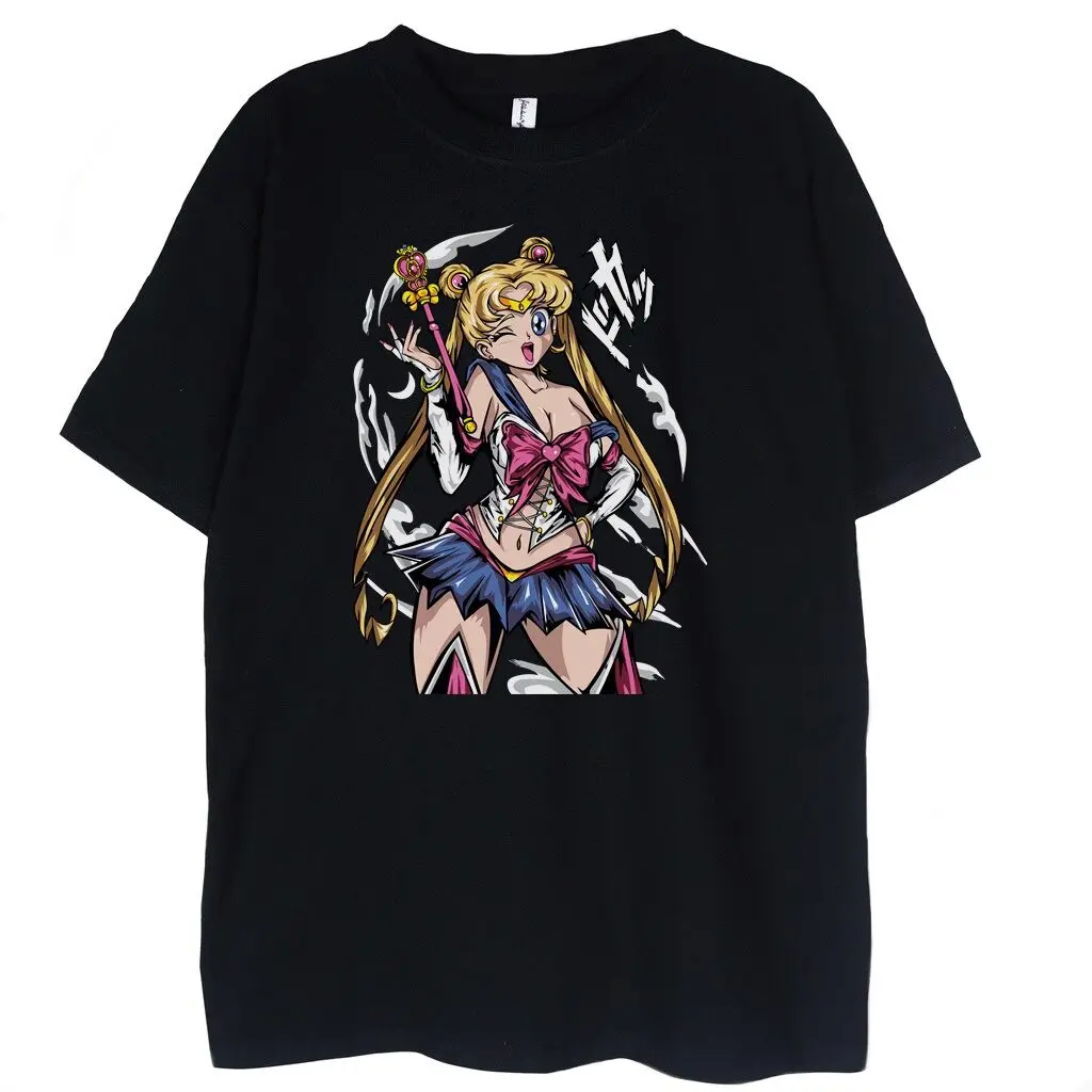 

2026 Cotton Sailor Moon Lost Americana Y2K Casual T-Shirt Men High Quality Parent-child Soft Fashion Comfortable Summer Tee