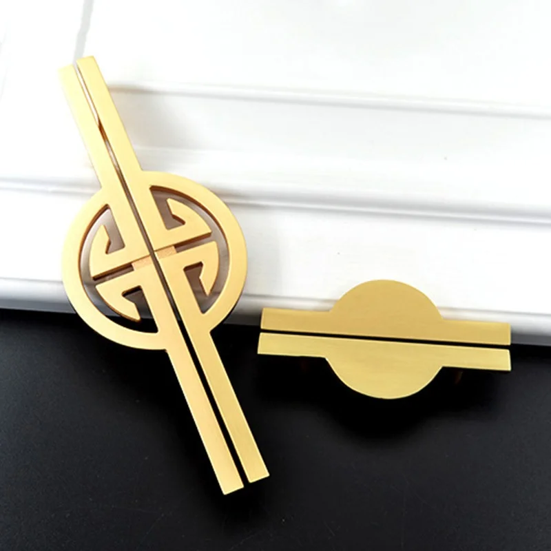 New Chinese Wardrobe Door Handle Golden Cabinet Door Pulls Drawer Shoe Wine Cabinet Handles Long Opposite Furniture Hardware