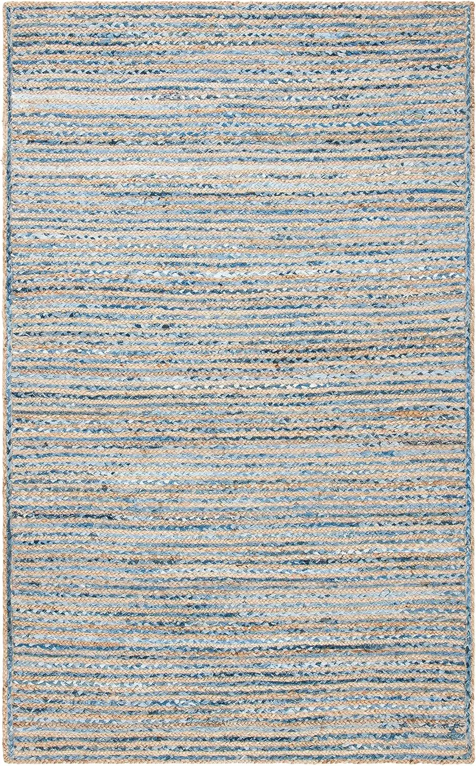 

Safavieh Cape Cod Collection Accent Rug - 4' X 6', Natural & Blue, Handmade Flat Weave Jute, Ideal For High Traffic Areas In
