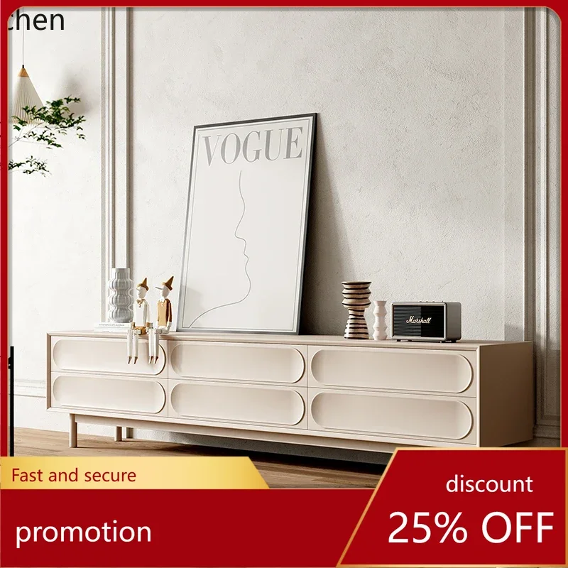 

HT solid wood cream wind floor TV cabinet coffee table combination living room bedroom small apartment home decor