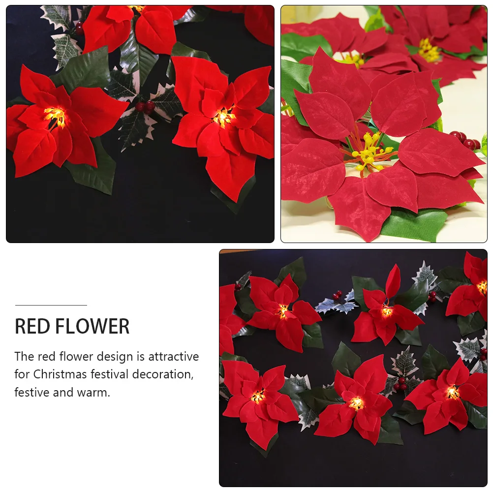

Christmas String Lights Red Flower Garland Outdoor Decoration Xmas Decorations Lintel