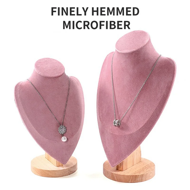 2025 الاتجاه مجوهرات المنظم عرض موقف قلادة أقراط قلادة عارضة أزياء لمتجر عرض ديكور قاعدة خشبية سلسلة حامل