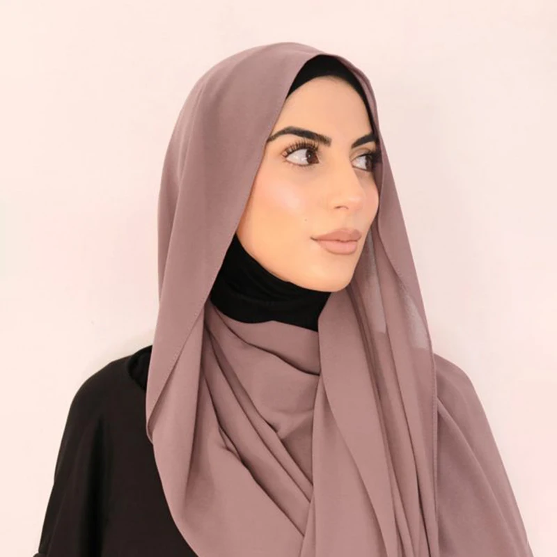 Newest Bubble Chiffon Flocking Hijab Scarf Plain Color Muslim Women Shawls Islamic Elegant Headscarf Stoles Wholesale 5pcs/Box