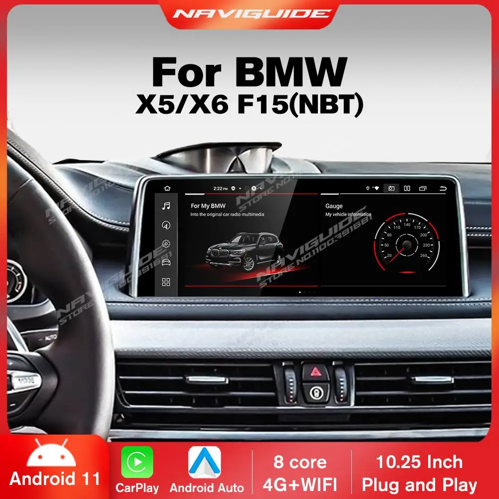 

NAVIGUIDE 10,25 ''1920*720P Android 11 Автомобильный мультимедийный плеер GPS для BMW X5 F15 X6 E71 2014-2016 беспроводной CarPlay Радио экран