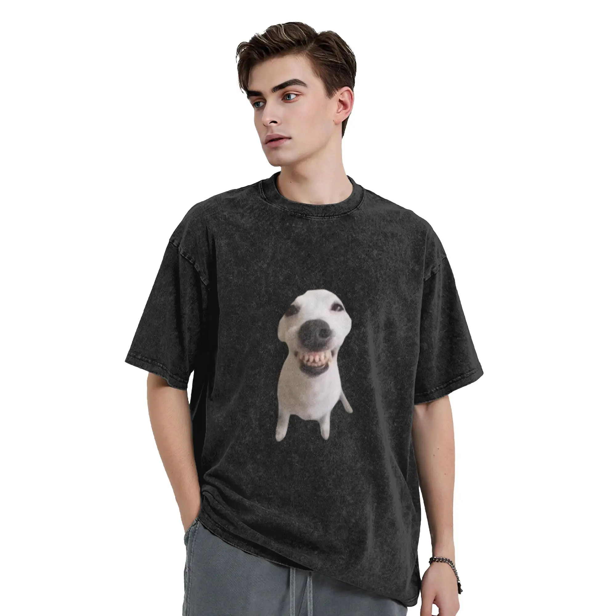 laughing smiling dog meme Classic Comfort A Vintage Oversized Cotton Unisex T-Shirts