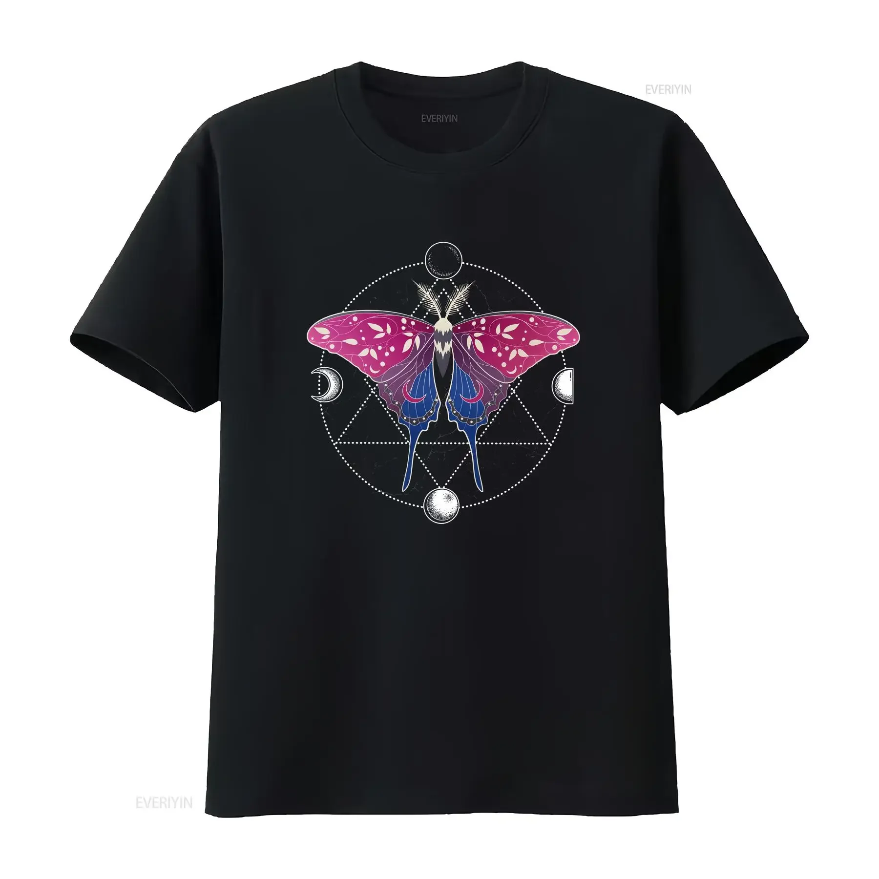 Bisexual Pride T Shirt Bi LGBT Gay Month Festival Flag Luna Moth Moon Phase Cottagecore Cottage Core vintage Washed Versatile
