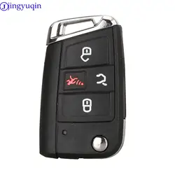 jingyuqin 4 Buttons Flid Folding Car Key Fob Shell For VW Polo 2016 2017 Golf 7 MK7 For Skoda Octavia Combi A7 Case Blank