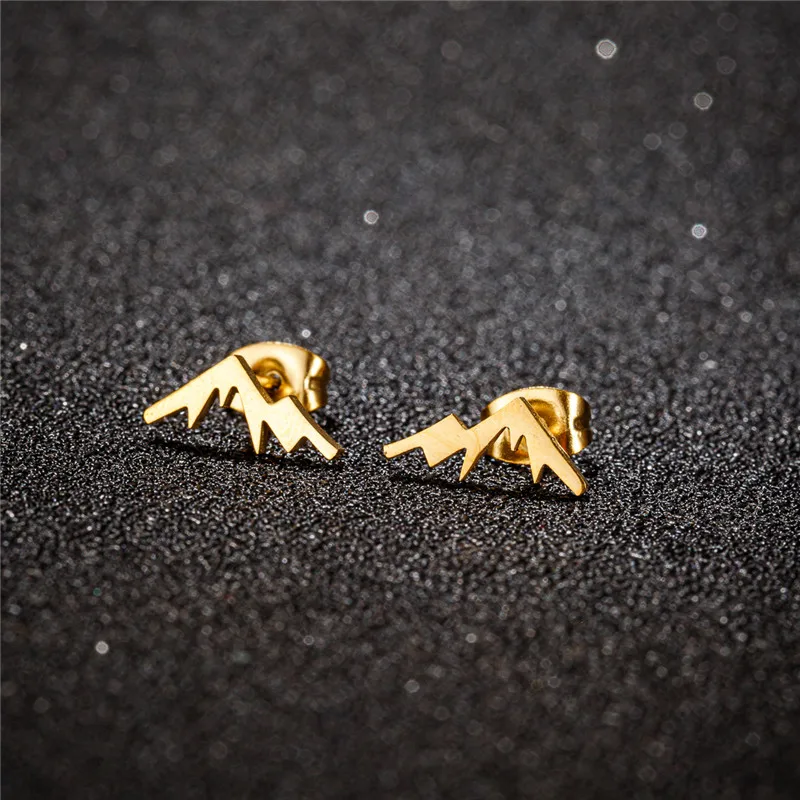 10Pairs Casual Mountain Peak Stud Earrings for Women Men Trend Stainless Steel Ear Piercing Jewelry Geography Lovers Hiker Gift