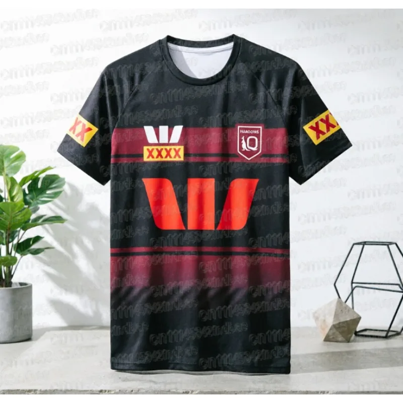 Sommerliches neues australisches 3D-gedrucktes blaues Shirt, Trainingsshirt, Rugby-Shirt, schnelltrocknendes, atmungsaktives Freizeit-Sport-T-Shirt für die Familie – Detail 4