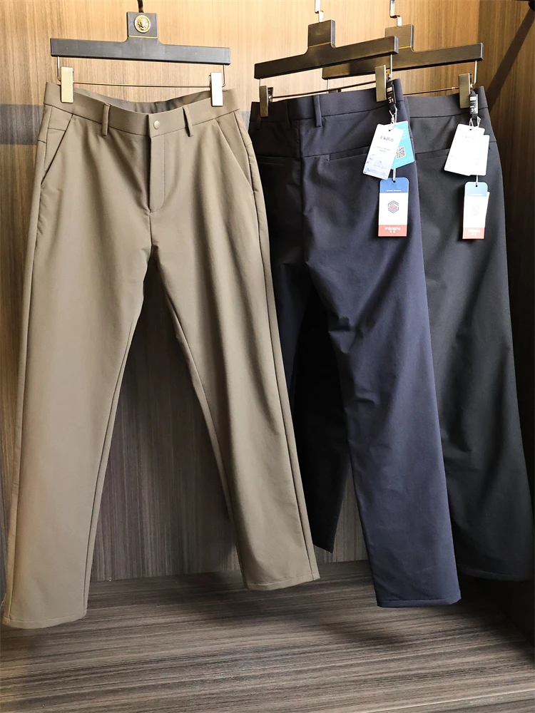 

Высококачественные роскошные водонепроницаемые уличные мужские повседневные брюки с прямыми штанинами, мягкие модные базовые цвета, городские уличные брюки