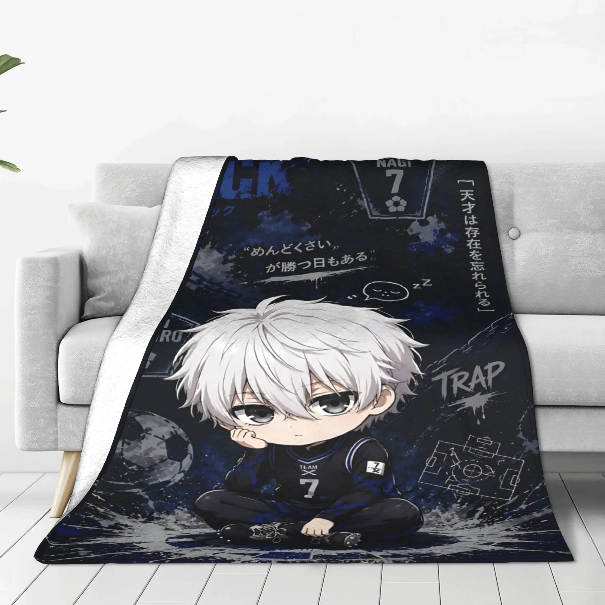 1PC home Cutecore Blue Lock Football Anime  Blanket Super Cosy Plush Home Living Room Sofa halloween