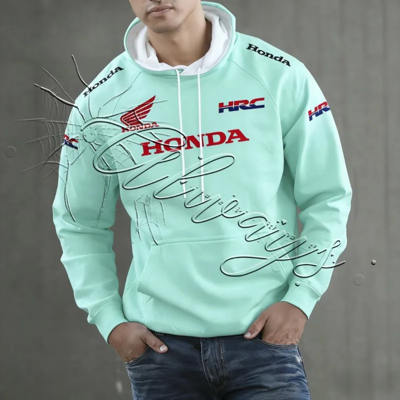 

2026 Новая модная уличная мотоциклетная одежда Honda Racing для спорта на открытом воздухе, теплая толстовка с капюшоном, мужская мото, внедорожная толстовка для горного велосипеда