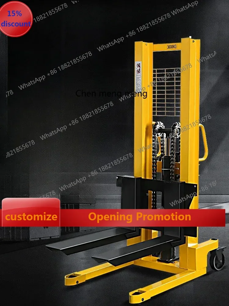 ss7486 new style Manual Lift Truck 2/3 T Truck Lifting Stacker Hand Push Loader Cattle Forklift