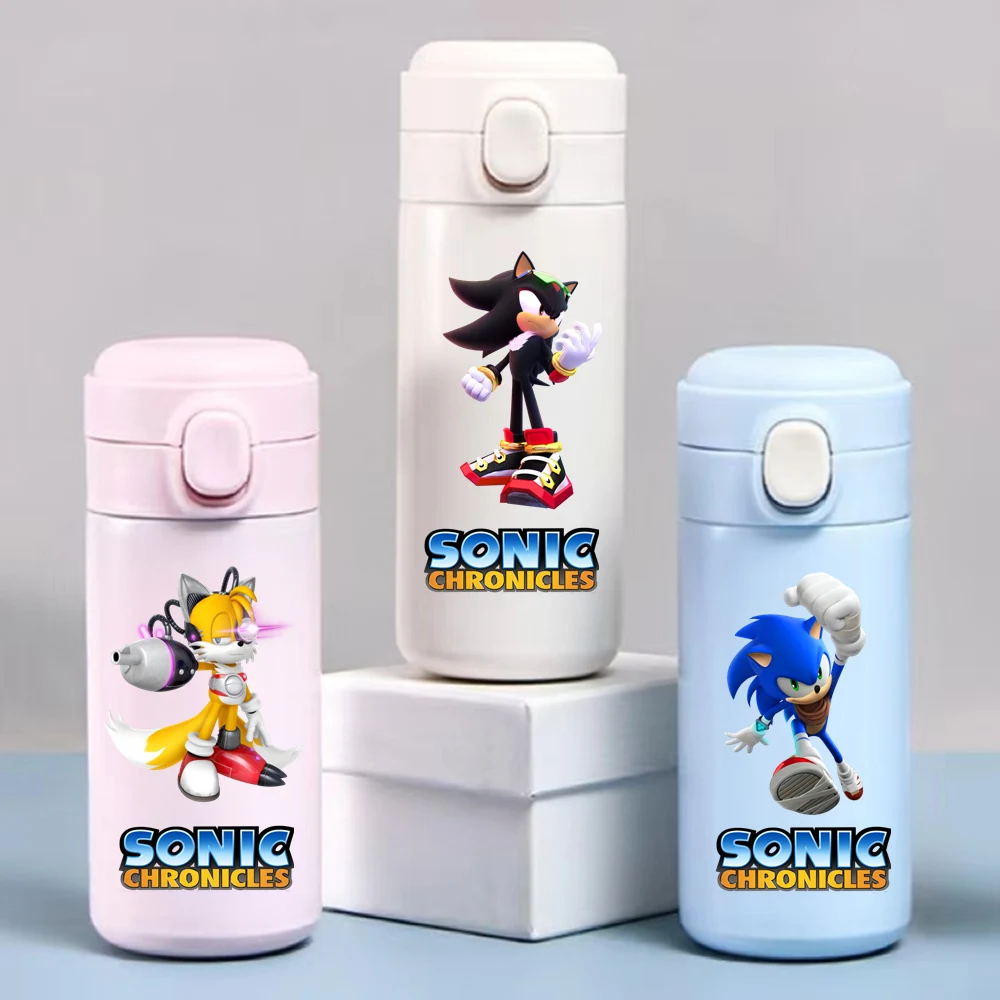 320/420ML Sonic The Hedgehog Stainless Steel Water Cup Leak Proof Vacuum Thermos Travel Portable Cartoon Children Drinking Cup