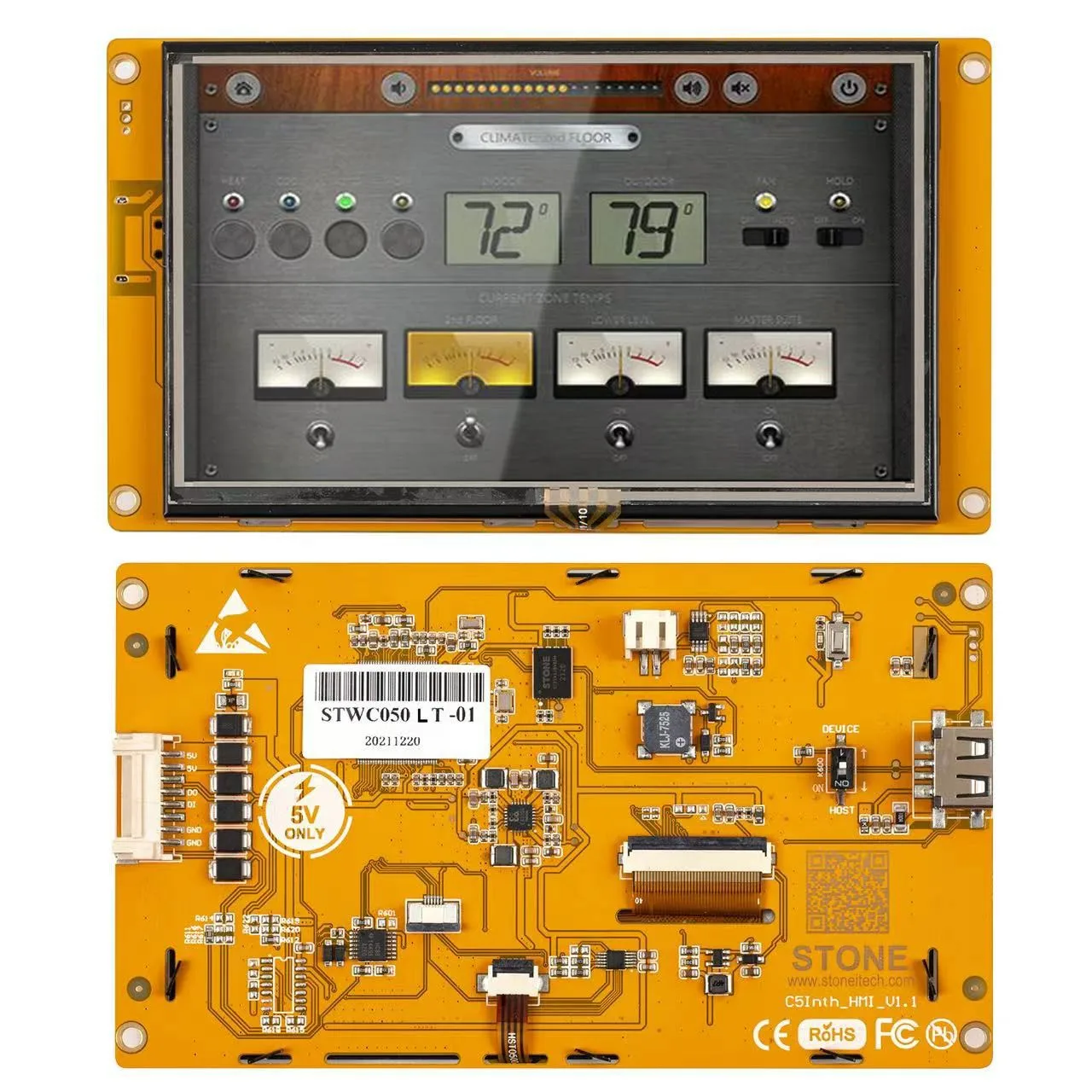 

5 Inch HMI Graphic Touch Screen with Controller + Program + RS232/TTL Interface for Industrial Equipment