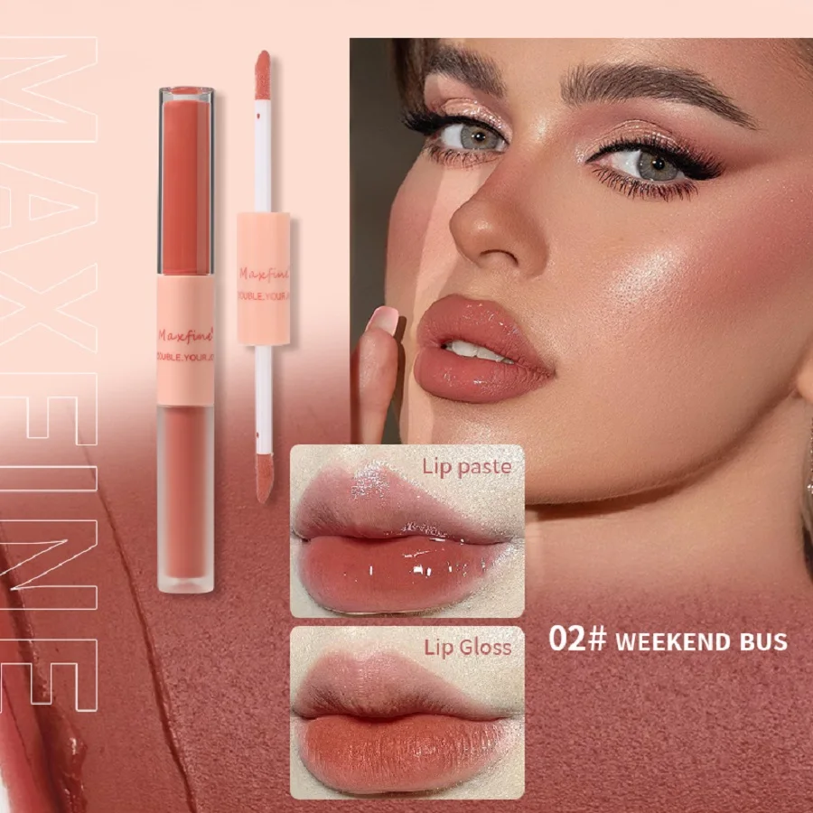 Double Headed Lip Gloss Waterproof Moisturizing Durable Mist Matte Velvet Mirror Lip Gloss Cosmetics image 2