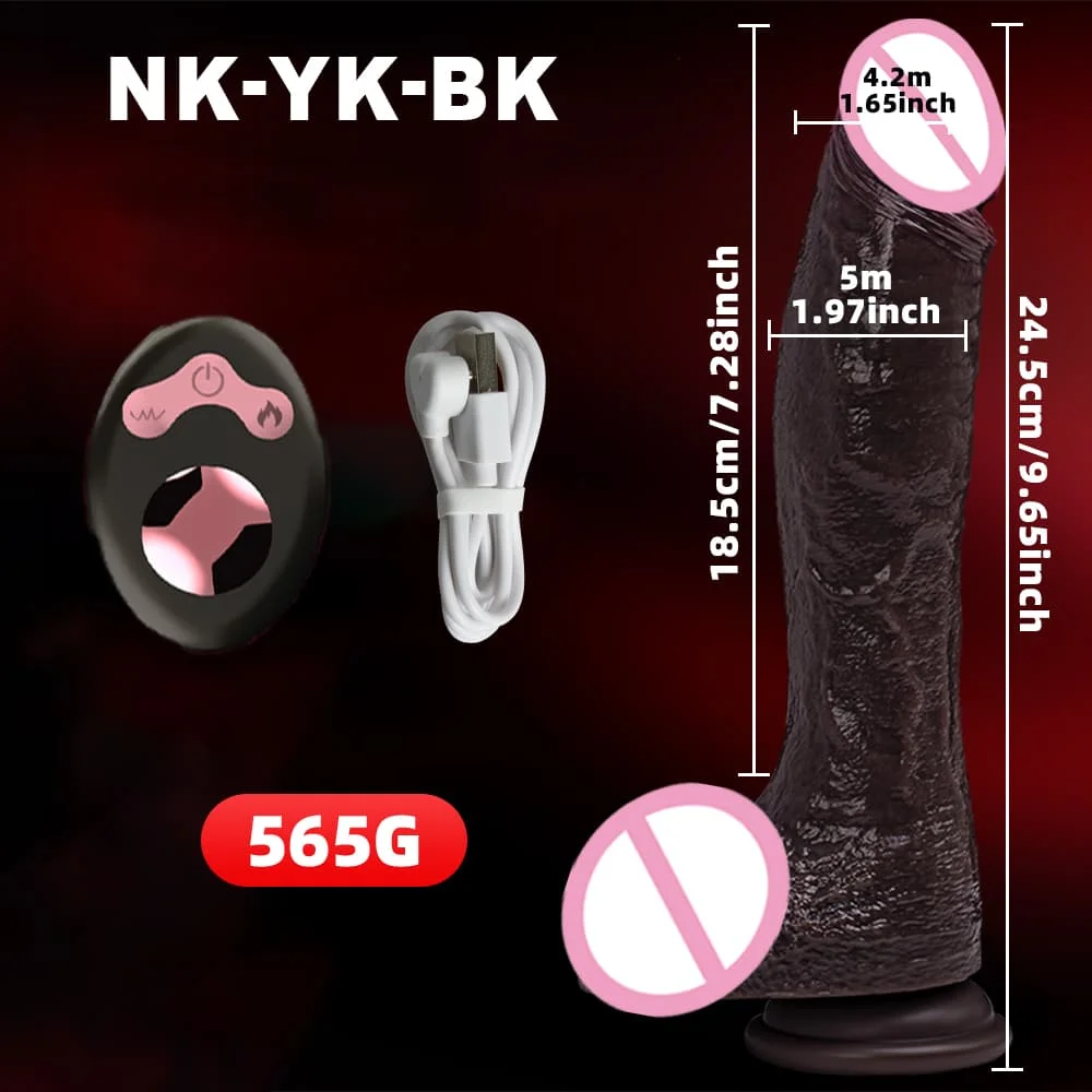 Super Long Realistic Dildo Black Vibrator Penis Telescopic Swing Heating Silicone Dildo Remote Control Dildo Vibrator for Women - view 4