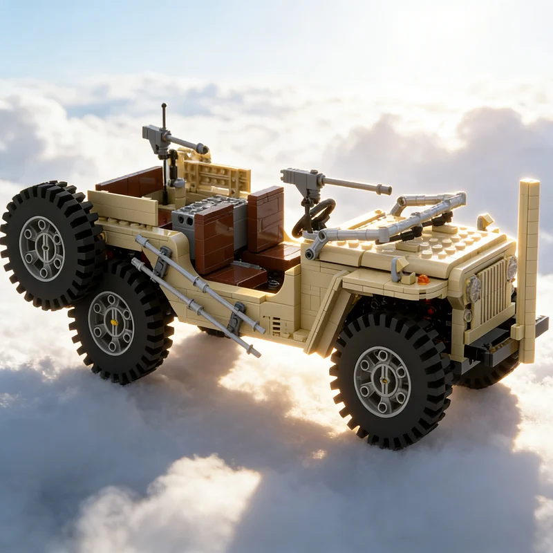 1049pcs MOC Willys MB Offroad SUV Creative Advanced Model Building Blocks Hero SciFi Pirate Voyage Fortress Engine Art Toy Gift