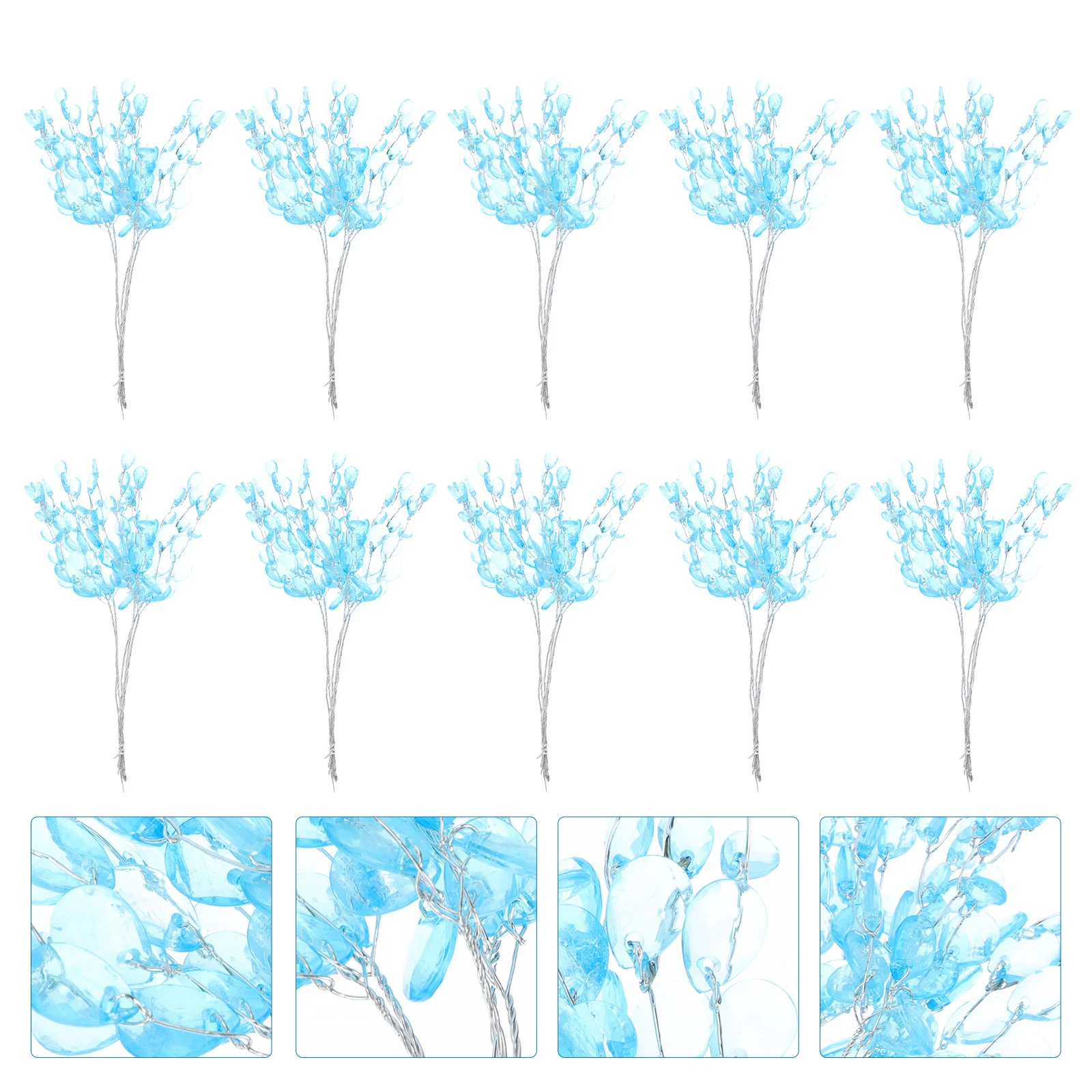 

50Pcs Christmas Tree Branches Water Drop Decor Creative Xmas Home Ornaments DIY Party Decoration Fake Plastic Branch Adorn