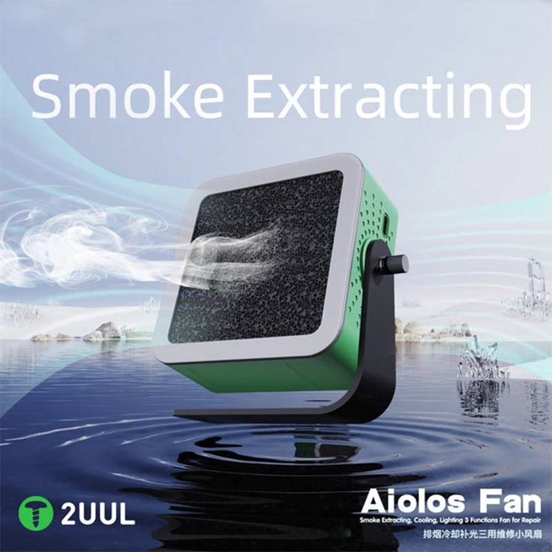 2uul-ventilador AIOLOS, extractor de humo, refrigeración, iluminación, 3 funciones, para Rapair, soldadura de mantenimiento de placa base de teléfono móvil