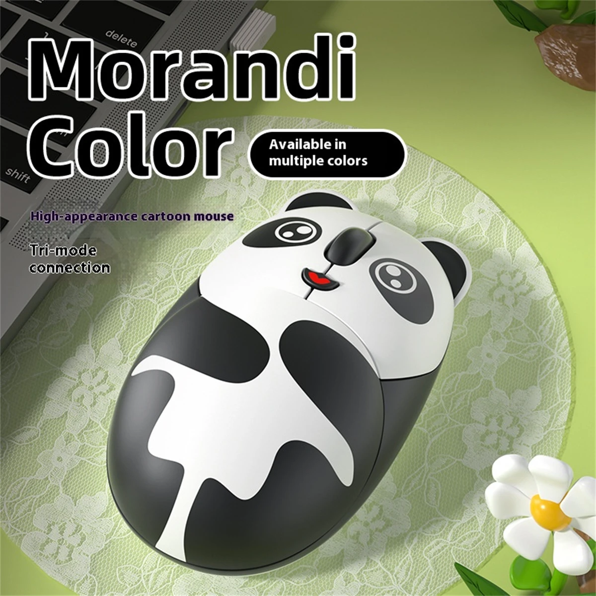 

XUNFOX A5 Wireless Mouse | Cute Panda Design | Dual-Mode (BT/2.4G) | Morandi Colors | For Office & Home