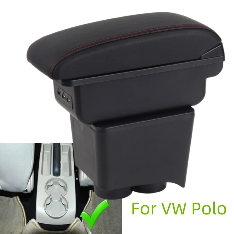 Pudełko na podłokietnik do Volkswagen VW Polo Mk4 2002-2009 Polo Vivo 2010, schowek w konsoli środkowej 2003 2004 2005 2006 2007 2008
