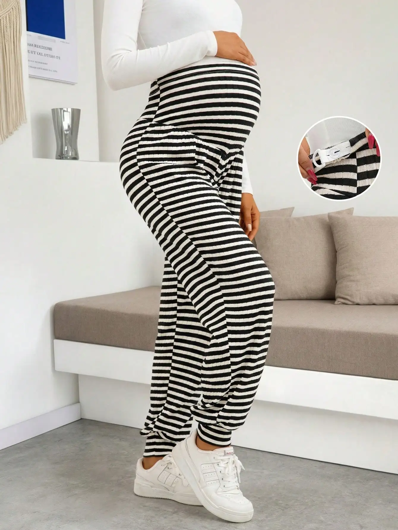 leggings-femininas-para-gestantes-para-trabalho-e-sob-vestidos-listradas-com-cintura-ajustavel-estilo-casual-jogger