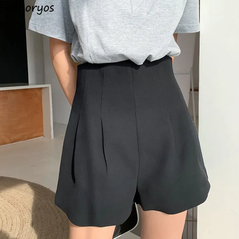 

Shorts Women Solid Fashion High Waist Summer New Design Folds Basic Comfortable All-match Students Korean Style Casual Loose Ins