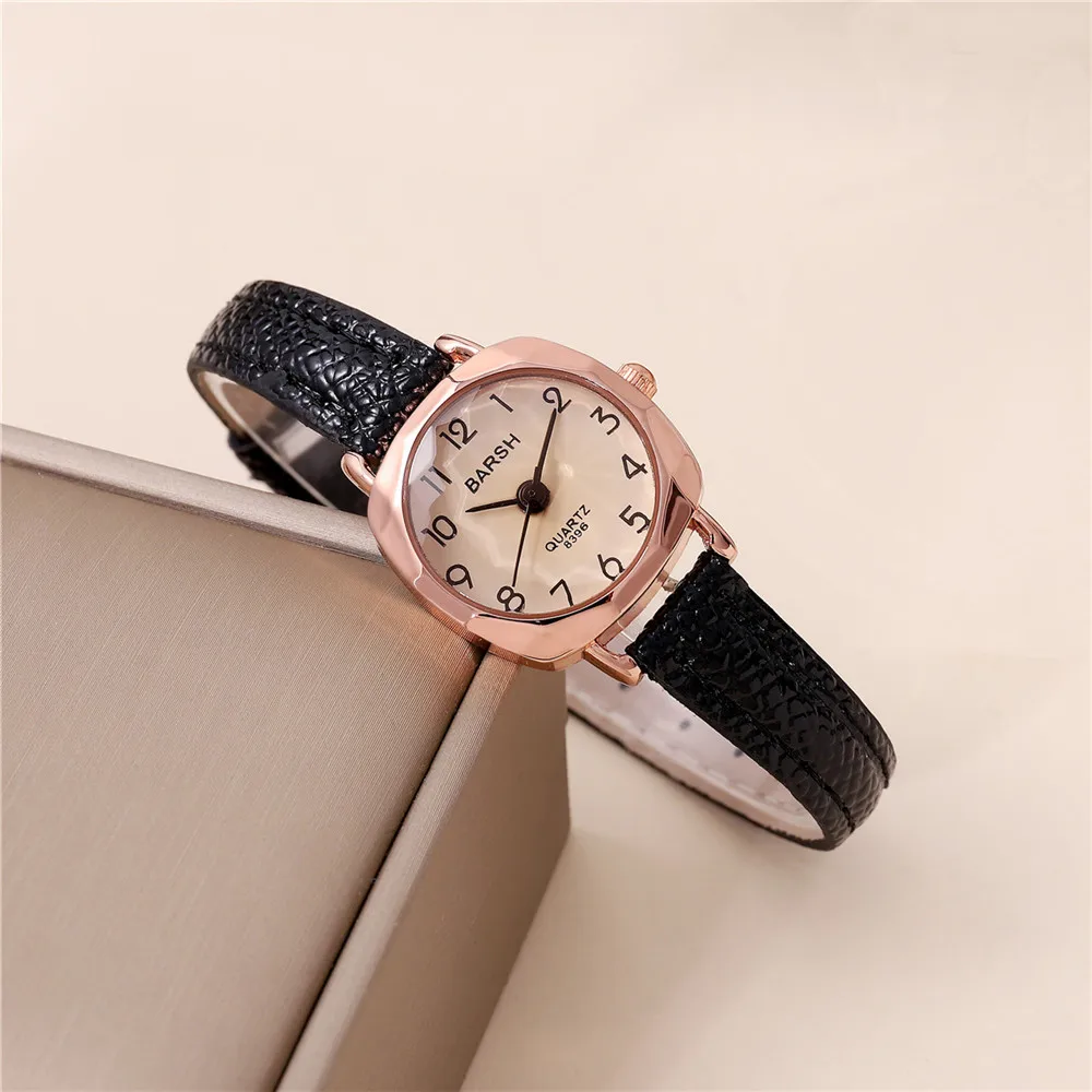 trendy small dial pu leather women ladies quartz casual watch