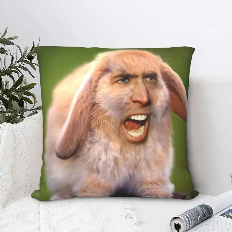 Nordic Style Nicolas Cage Rabbit Throw Pillow Case Home Decorative Custom Funny Meme Cushion Cover 45x45 Pillowcover for Sofa