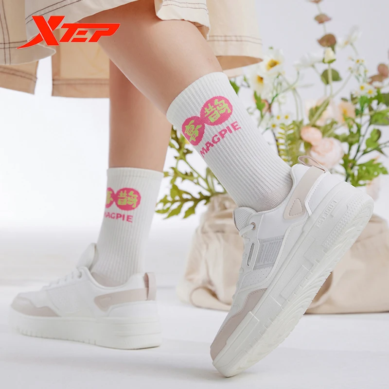 Xtep Mubai Women Sneaker Autumn Fashion Casual White Skateboard Shoes Outdoors Walking Ladies Sport Shoes 878318310016