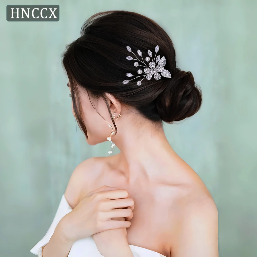 

YouLaPan Bridal Flowers Hair Clips Exquisite Alloy Leaves U Shaped Clips Pearl Women Headdress Fashion Hair Accessories HP504