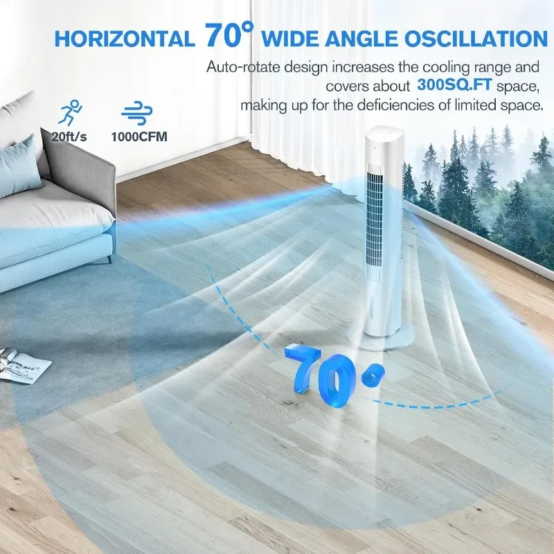 Aire acondicionado portátil sin ventana 3 en 1, Enfriador de aire evaporativo de 35 pulgadas con control remoto, temporizador inteligente de 7H y oscilante de 70 °