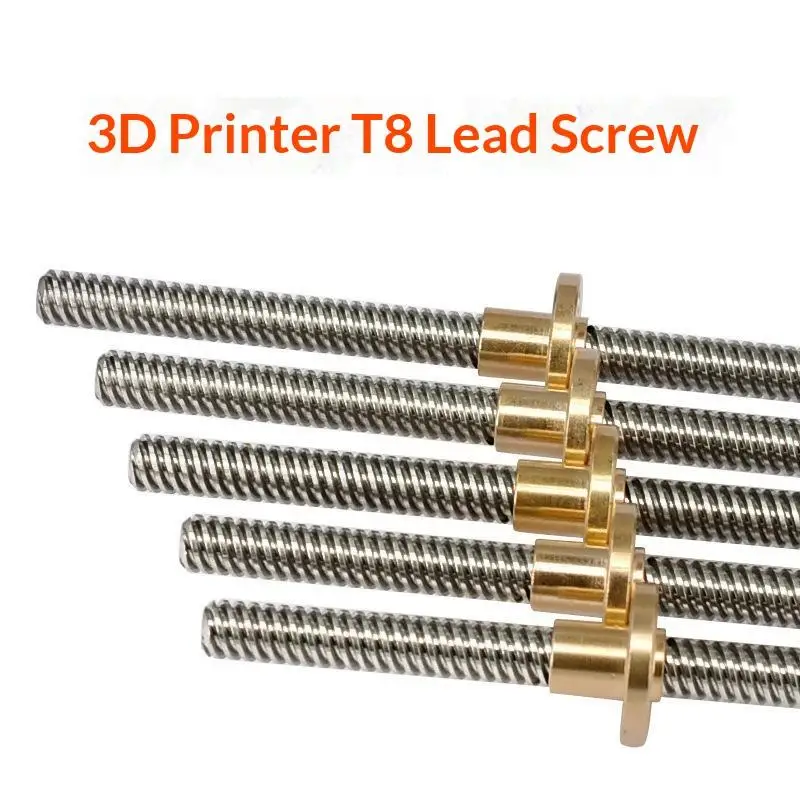 ∘T8 Lead Screw with Brass Nut OD 8mm Lead 2mm High Torsion Resistance 3D Printer Component for Industrial Printing